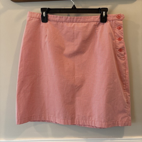 Christopher & Banks Dresses & Skirts - Red White Gingham Cotton Mini Skirt Size 14 Preppy